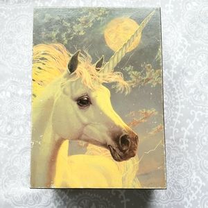 Vintage Unicorn with Full Moon Wooden Treasure Box